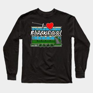 I Love Blackpool Vintage Tram Seaside Lancashire Long Sleeve T-Shirt